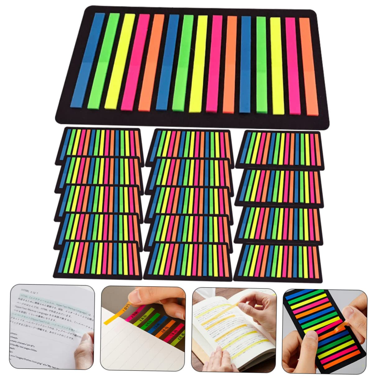 OSALADI 3 Ensembles Indexer Les Notes Autocollantes Fines Bandes De Surbrillance Onglets De Mémo Bandes De Surligneur D'étiquettes Annoter Les Surligneurs 15 Feuilles*3