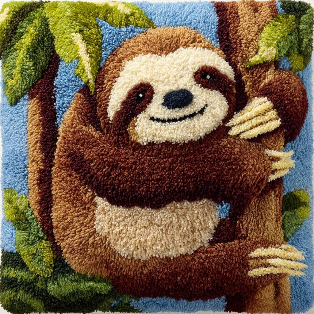 Henypt DIY Latch Hook Cushion Kits Sloth