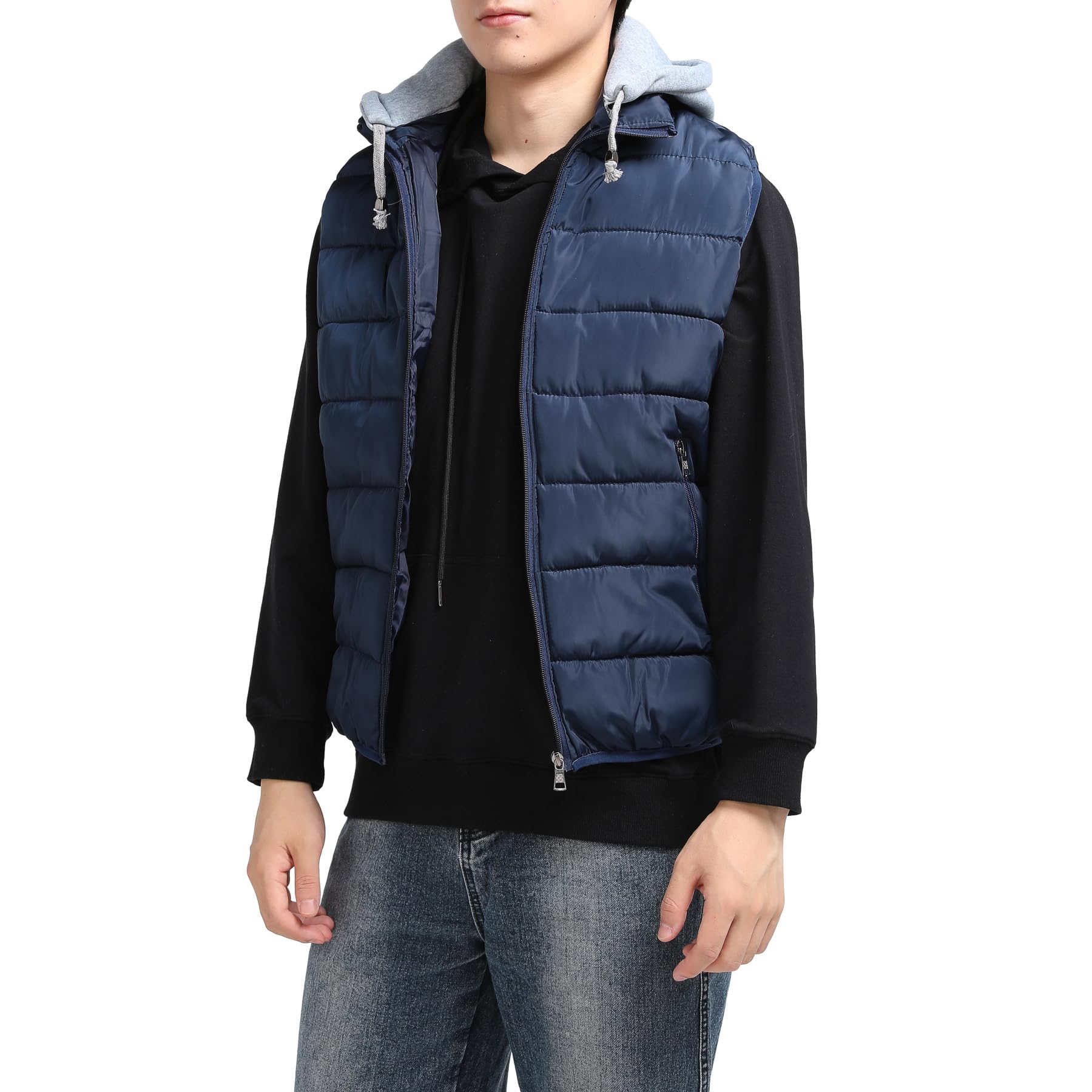YOUTHUP Gilet da Uomo Trapuntato Scaldamuscoli Giacca Leggera Senza Maniche con Cappuccio Gilet da Esterno