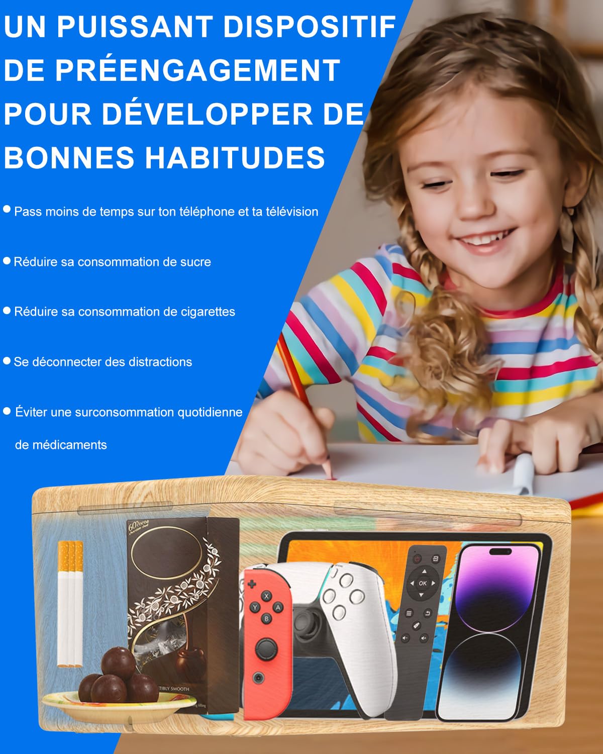 iDiskk Casiers temporisés sécurisés, casier de téléphone portable avec minuteries, verrouillage de gestion de la dépendance, désactiver les jeux vidéo, médias sociaux, verrouillage temporisé