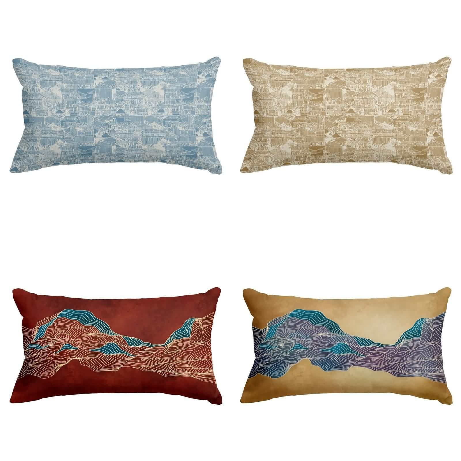 Taie d'oreiller decorative japonaise en soie Feng Shui pour grand canapé de salon