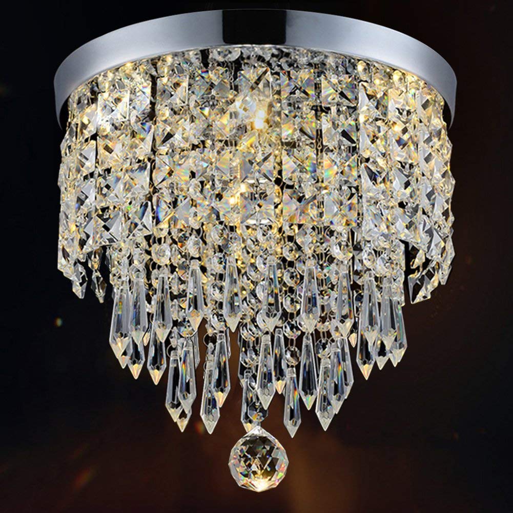 Ganesharter GA Crystal Glass Chandelier/Ceiling Light with 1 Led Light for Living Room, Restaurants, Hotels (Width: 9 inch) - 1 Led Light Color: Warm White 2 Watts, Pencil