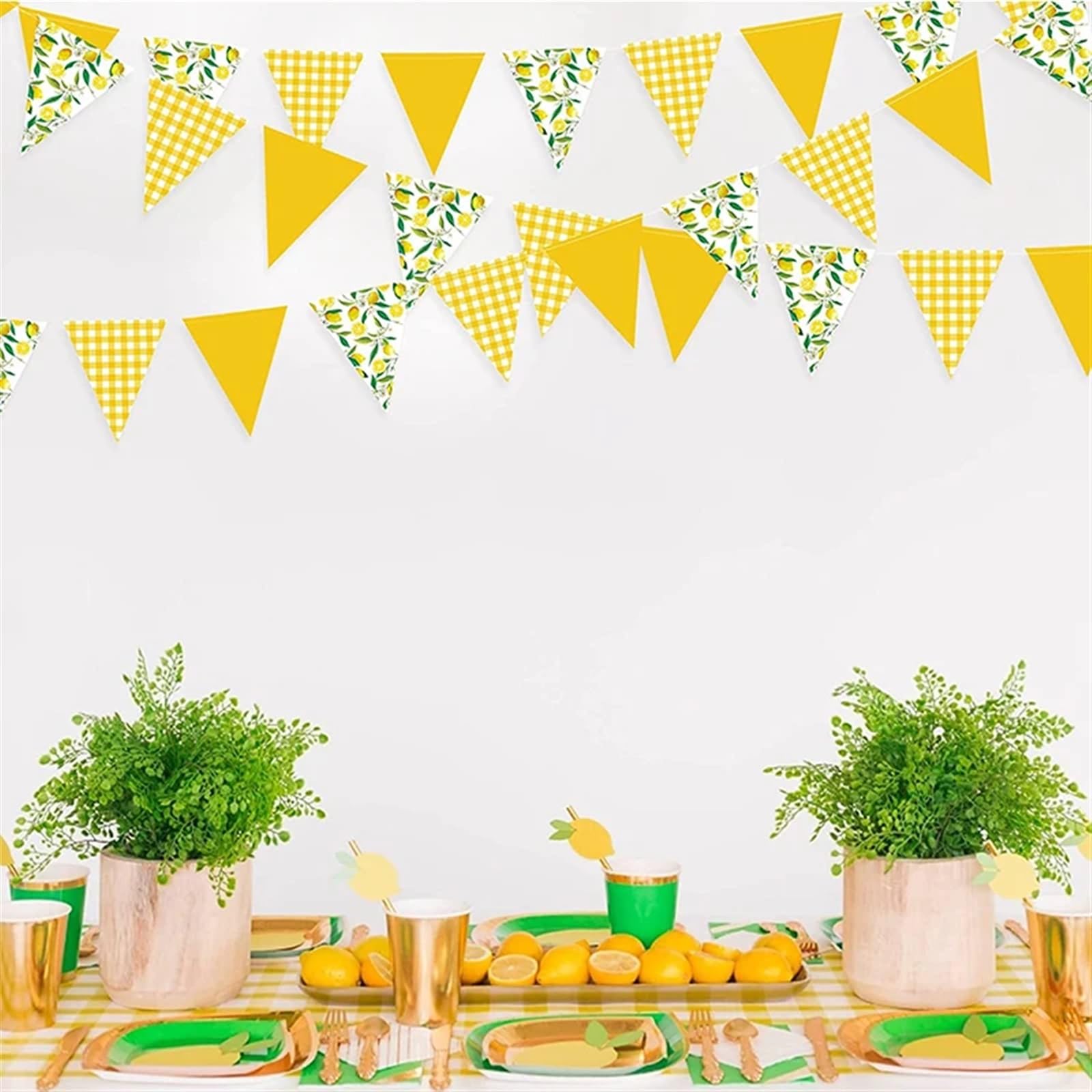 Papierowy baner z chorągiewkami w kształcie trójkąta cytrynowego 14,7 stóp Dekoracja na przyjęcie urodzinowe i baby shower