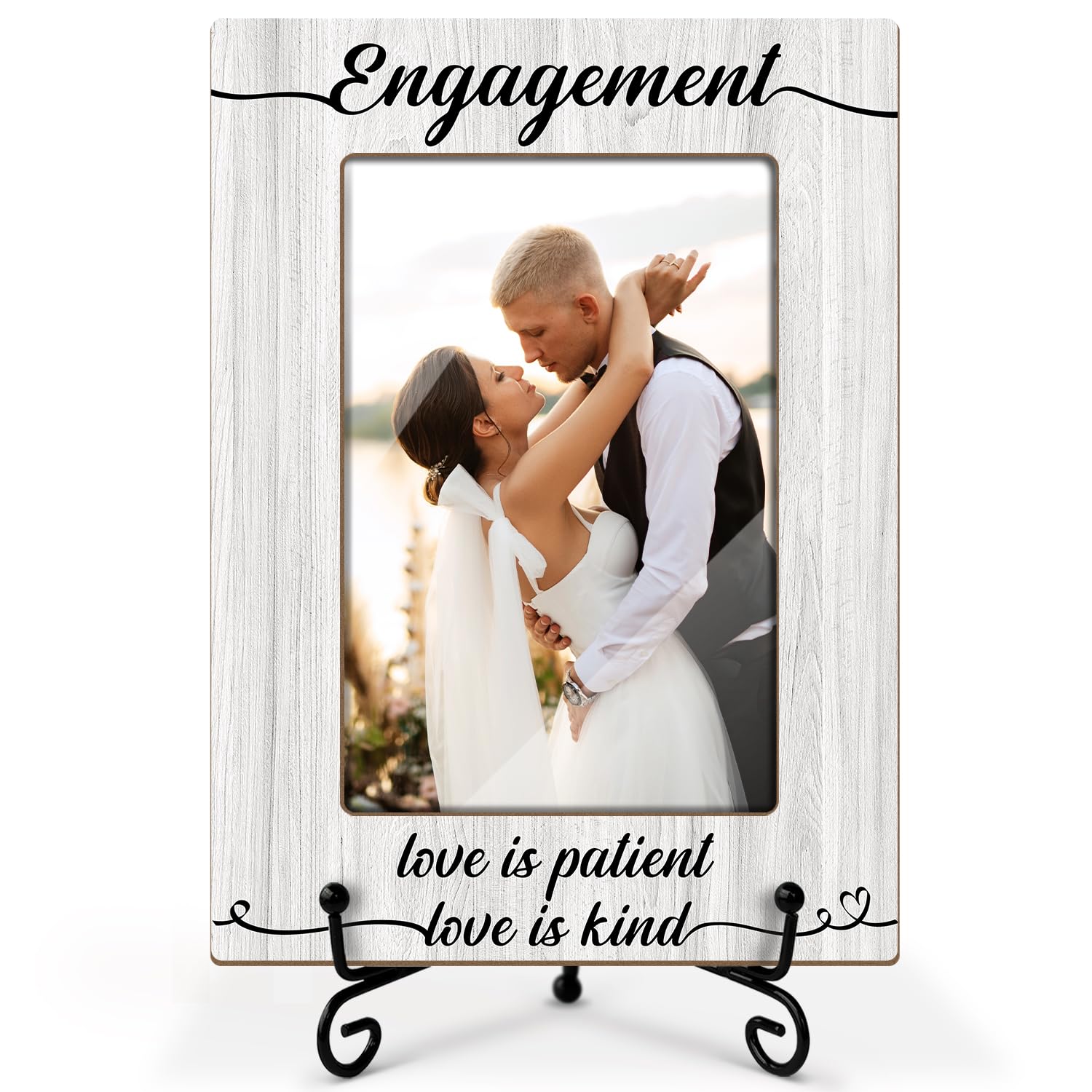Utaqer Engagement Picture Frame, Picture Gifts For Couples Wife Husband, Wooden Picture Frame For Birthday Wedding Engagement Newlywed Anniversary