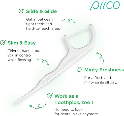 Miniatura 5 de Piico Xylitol - Púas de hilo dental, 100 unidades, irrompibles, resistentes a las roturas, resellables, con sabor único para adultos, portátiles