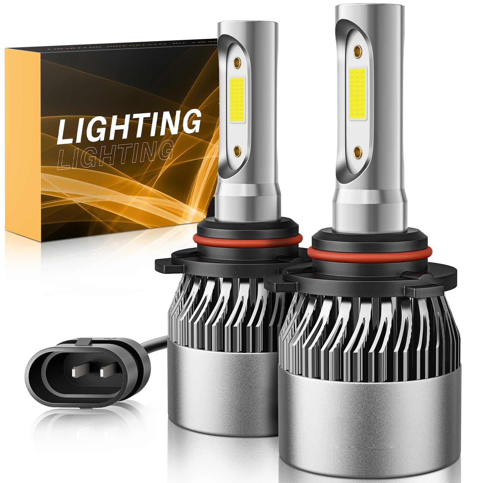 𝟫𝟢𝟣𝟤/𝖧𝖨𝖱𝟤 Bulb 6500K Cool White 60000LM 900% Brighter, 1:1 Beam Plug and Play IP68 Waterproof Off-Road Lights, Pack of 2