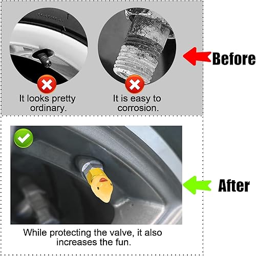 Miniatura 10 de GOOTHX Tapón de vástago de válvula de neumático, 4 piezas que brillan en la oscuridad lindo tapón de válvula de neumático de patito, universal para