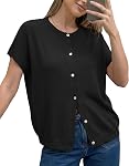 Arach&Cloz Cardigan d'été pour femmes Laine mélangé à manches courtes Cardigans légers tendance 2026 Hauts occasionnels surdimensionnés