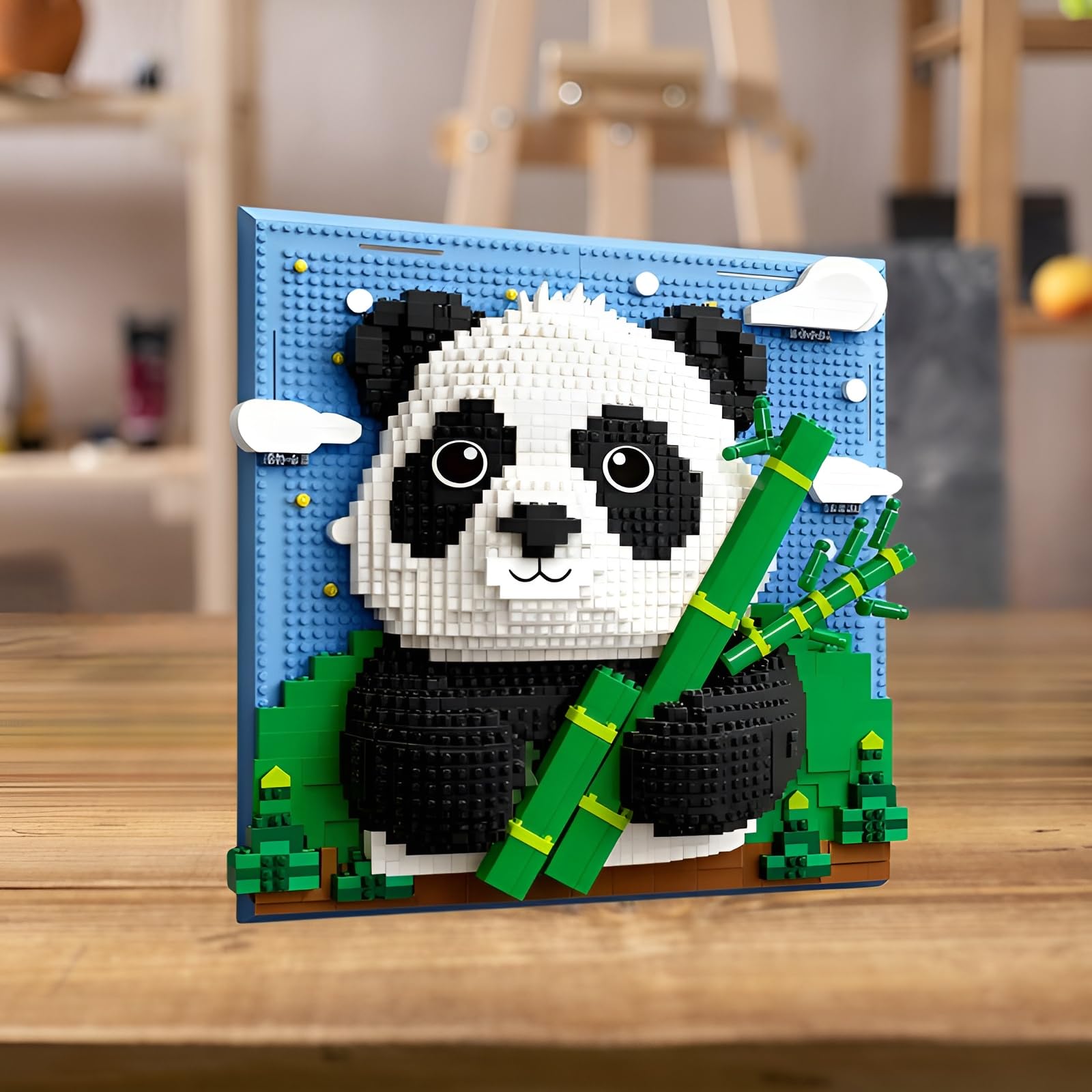 Juego de bloques de construcción de panda, kit de construcción de arte de pared de animales 3D, micro mini ladrillos de construcción para oficina en casa, regalo creativo para adultos y niños a partir