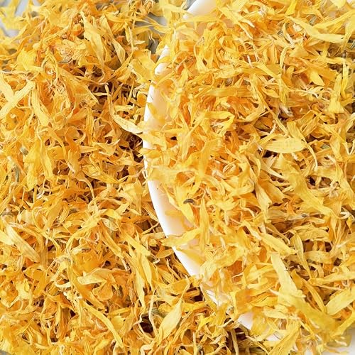 Gold Marigold Petals, 100% Natural Calendula Chrysanthemum, 10g/ 0.35oz Dried Flower Petals for Tea Blends, Bath Salts, Wedding Confetti, Crafts