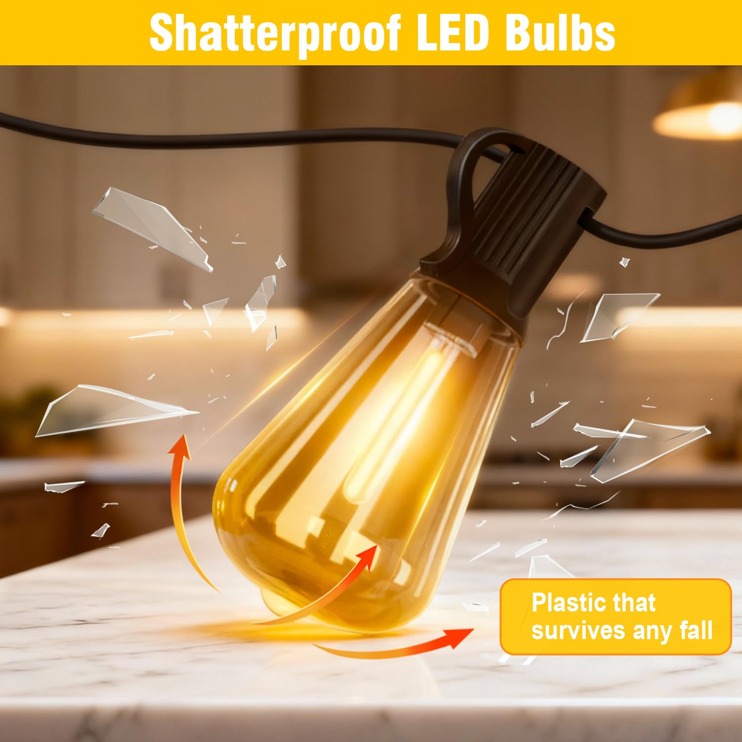 Guirnalda de luces solares para exteriores impermeables con control remoto y temporizador, bombillas LED ST38 inastillables, luces de patio alimentadas por USB y energía solar para patio