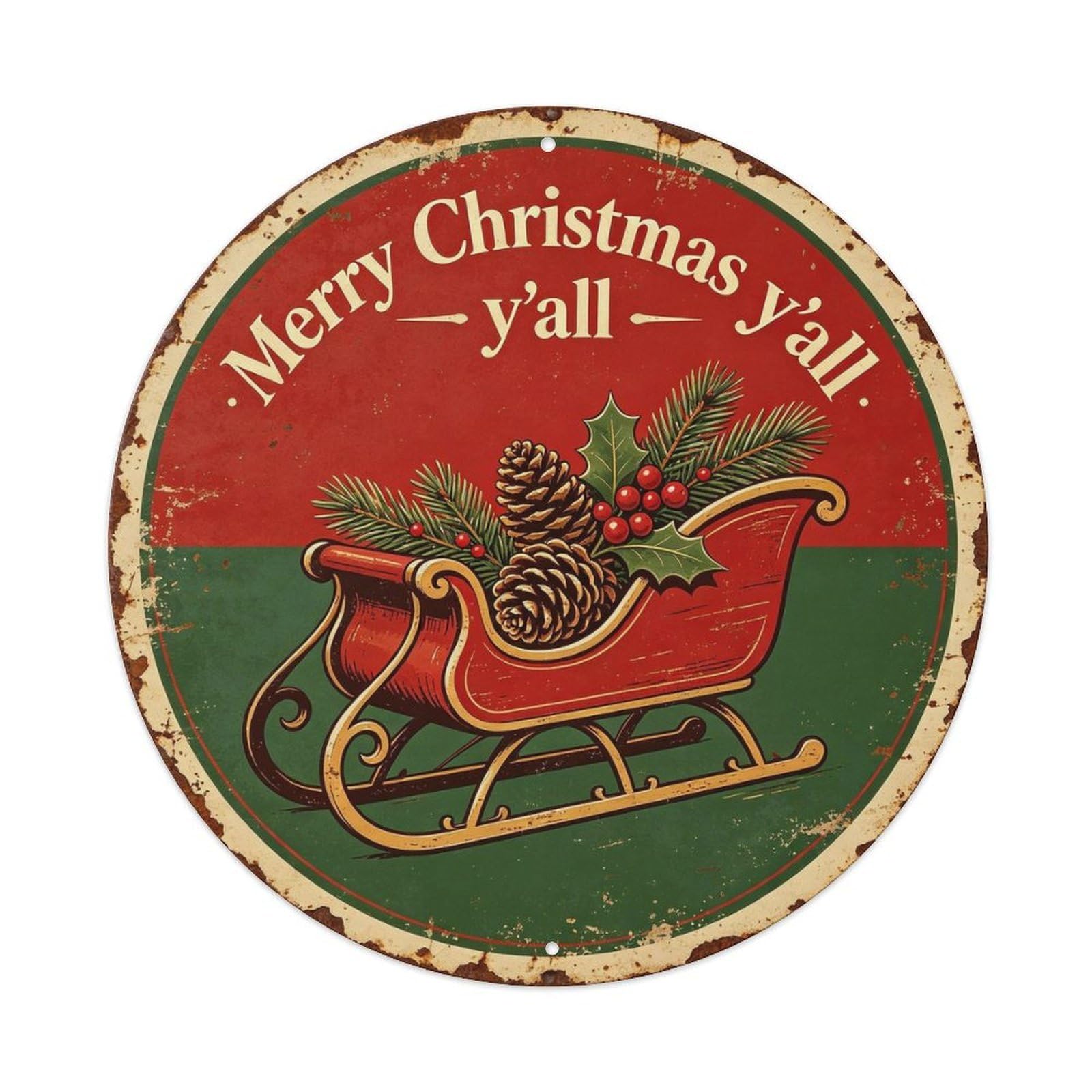 Vintage_merry_christmas_ Metal Tin Sign Plaque