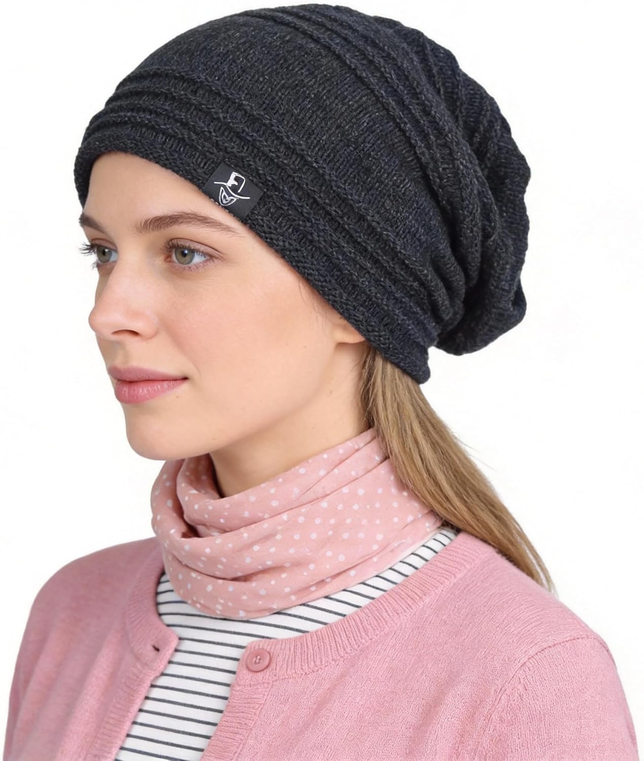 Ruphedy Women Slouchy Beanie Hat Knit Long Baggy Slouch Skull Cap for Winter - Image 4