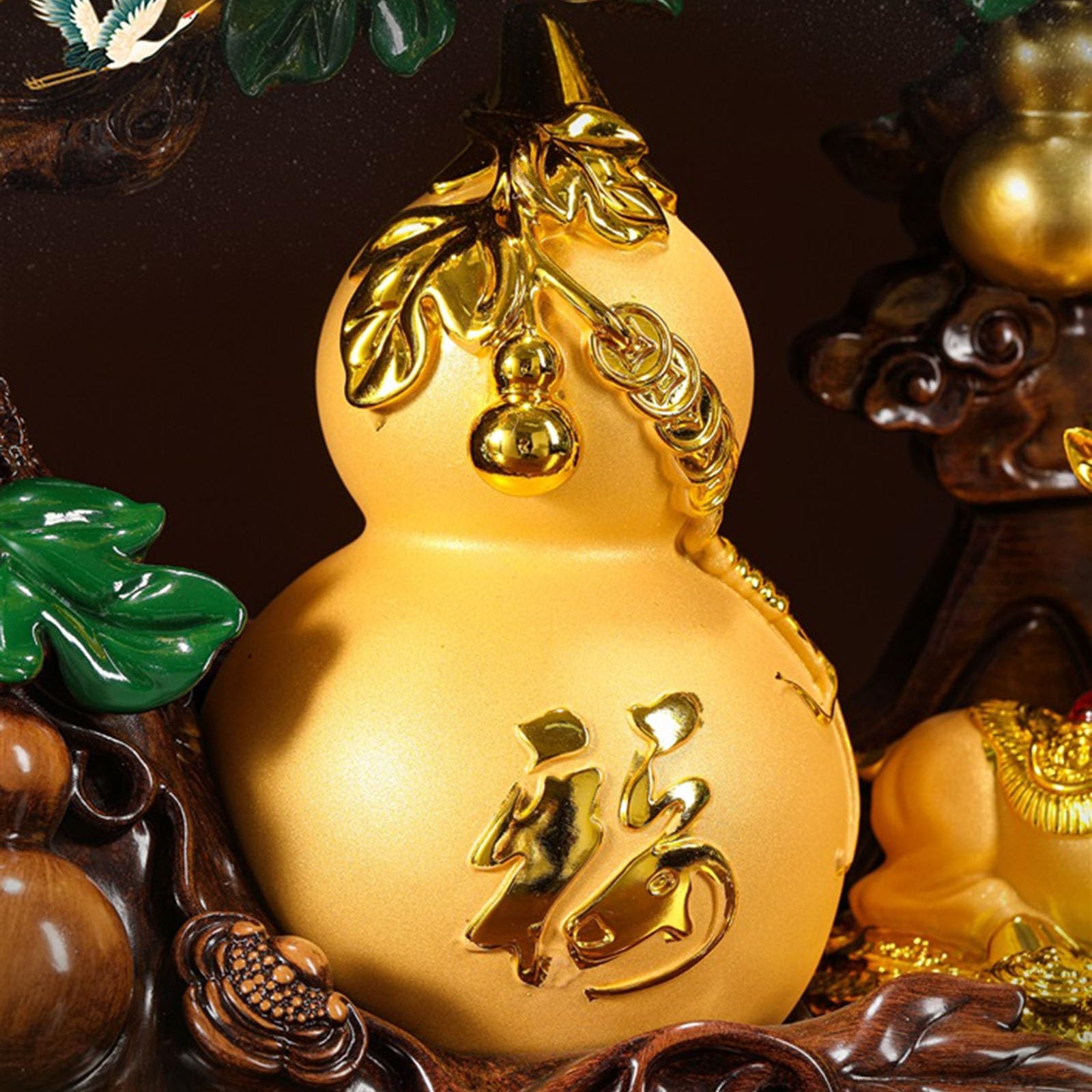 Ozdoby Lucky Calabash Cytryn Kryształowe Drzewo - Figurki z muszli bogactwa i jelenia dla przyciągania bogactwa, element dekoracyjny Feng Shui do domu lub biura Drzewo pieniędzy (żółty, duży)