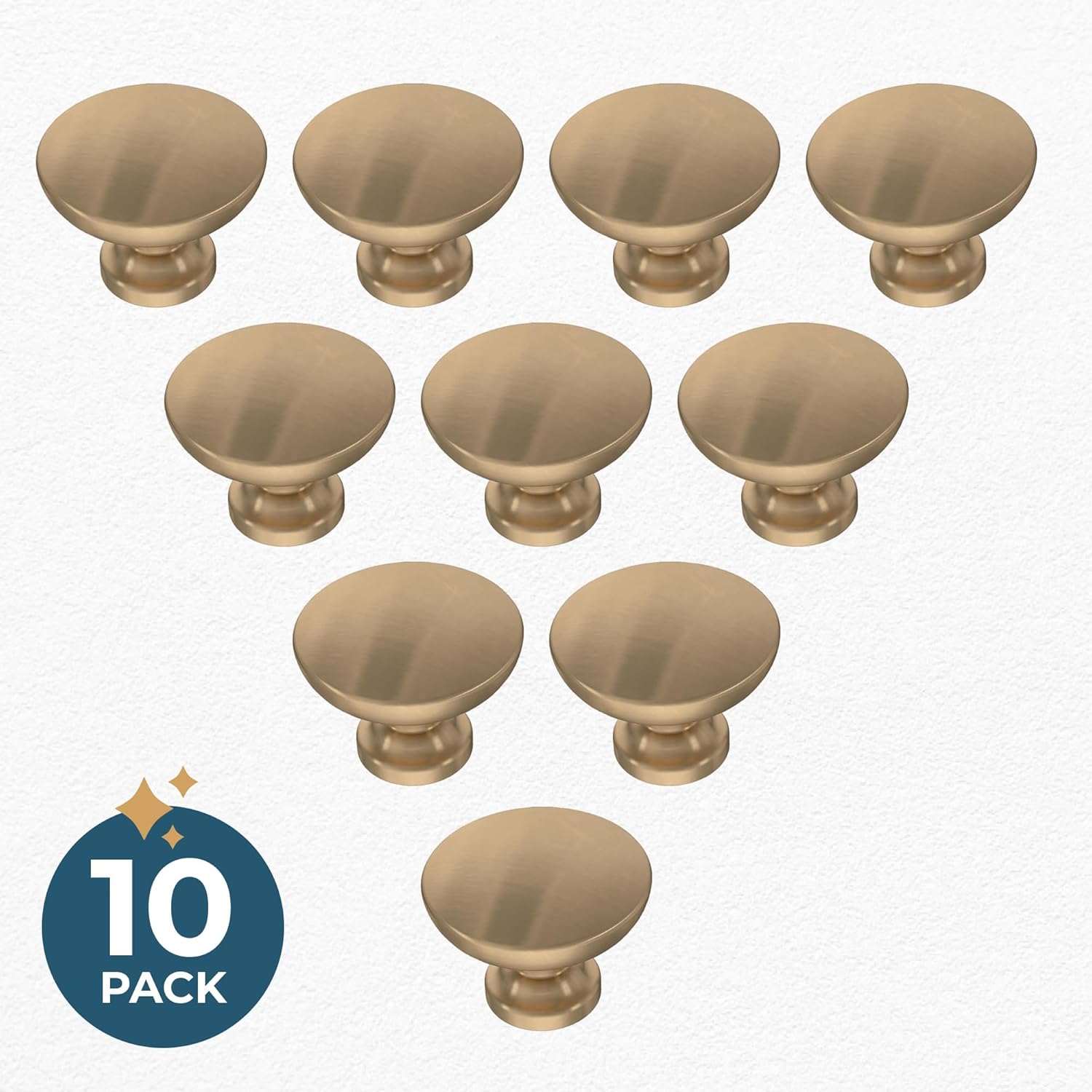 Franklin Brass - Fulton Champagne Bronze Round Cabinet Knobs 1-3/16" Easy Install, Durable Hardware for Drawers, Dresser, Kitchen Cabinet Doors, and Furniture (10-Pack)