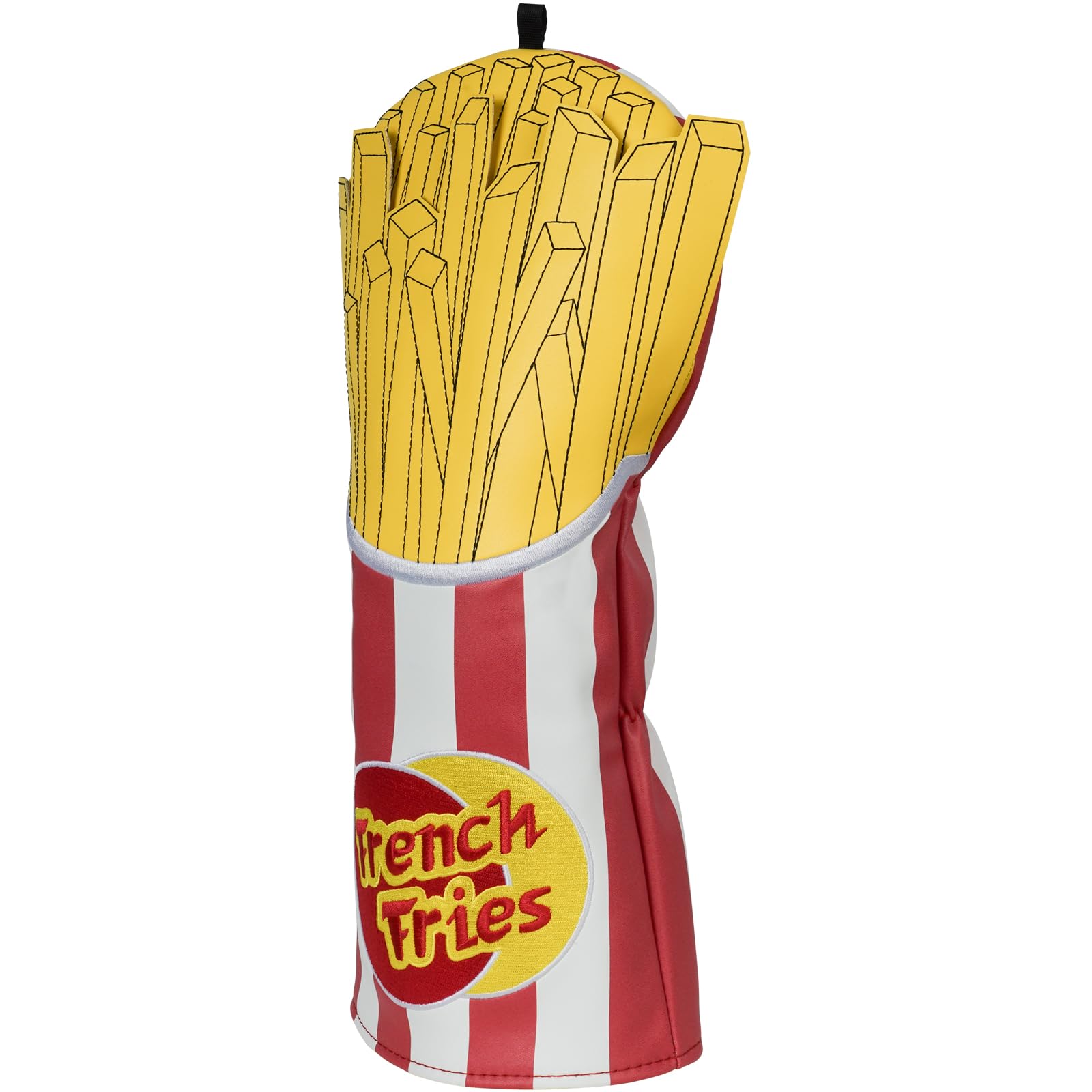 Craftsman Golf Leather Yellow French Fries Food White Red Stripes Driver Head Covers for Golf Clubs Gift for Men Women