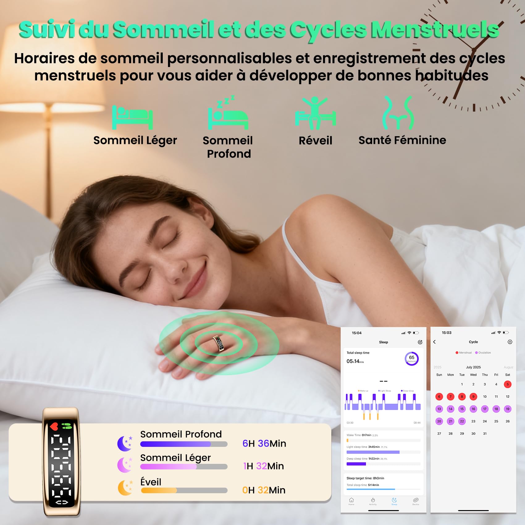 Bague Connectée Femme et Homme, 2026 Smart Ring avec Écran LED, IP68 Étanche, Tracker de Santé et Fitness avec Fréquence Cardiaque/SpO2/HRV/Sommeil/Stress, Compatible avec iOS et Android