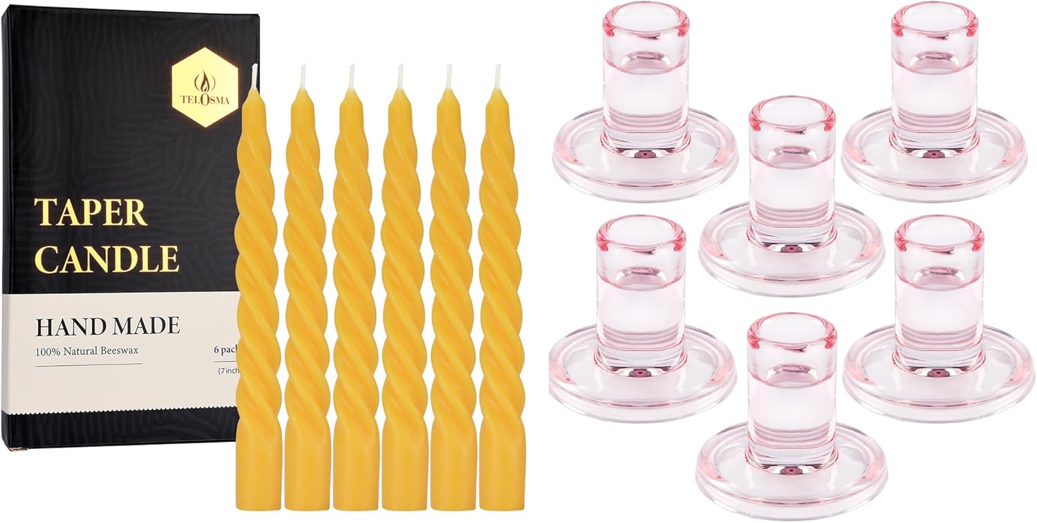 6 pcs Taper Candles + 6 pcs Candle Holders