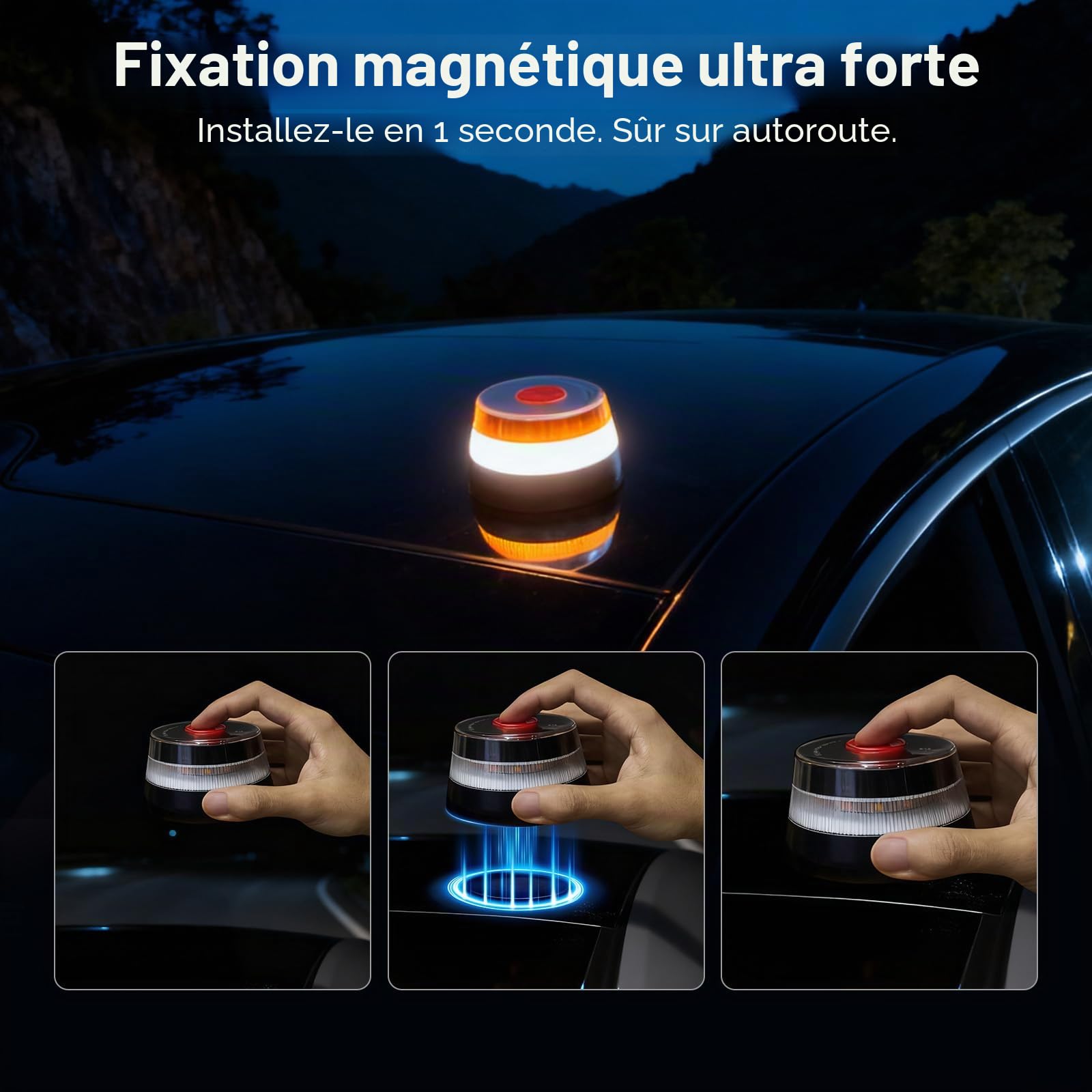 Woox Balise V16 homologuée DGT avec géolocalisation, lumière d'urgence pour Voiture homologuée avec SIM et données gratuites Jusqu'en 2038, certifié DGT 3.0, IP54, sans Applications ni abonnements
