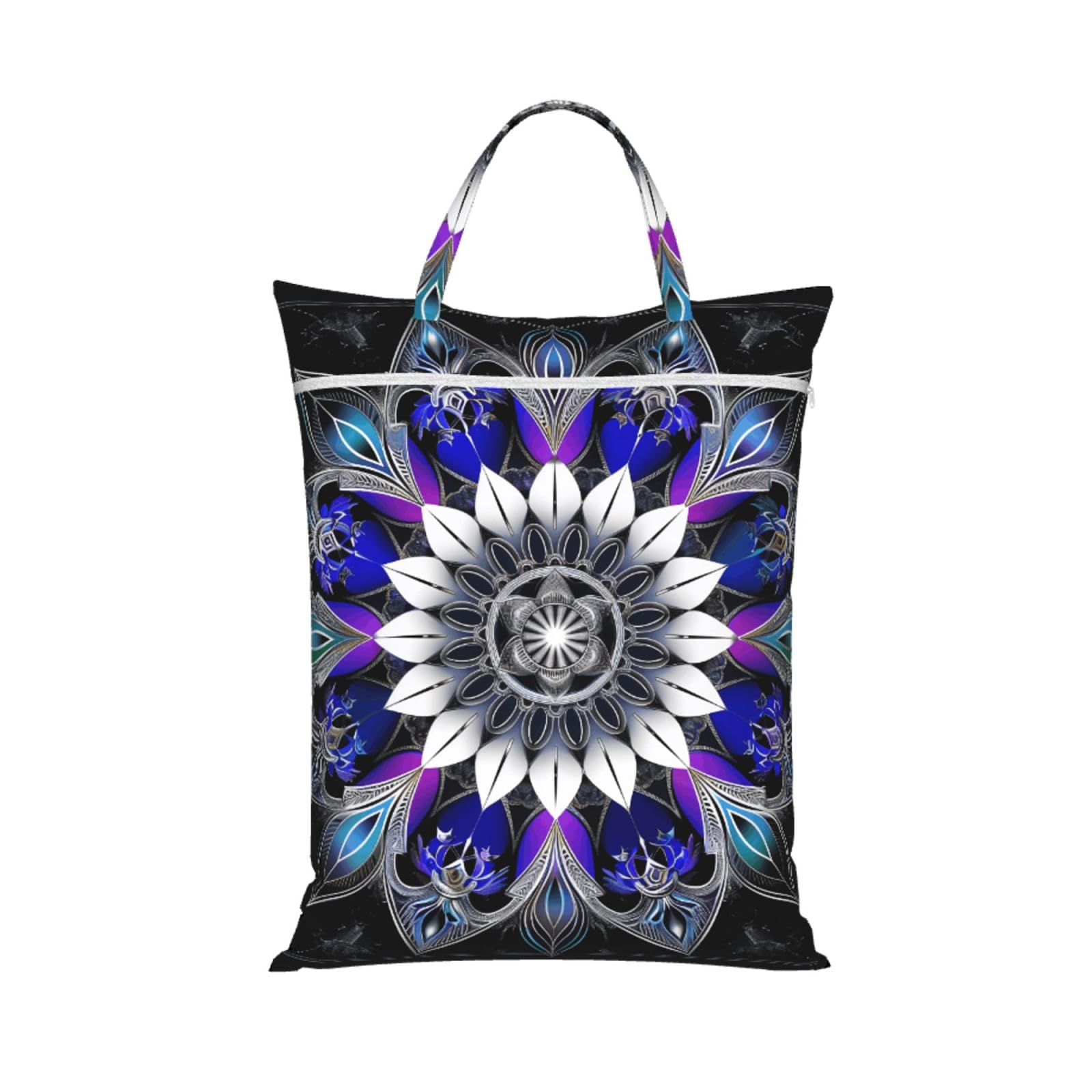 Large Travel Laundry Bags,Rectangle Mandala print Print with Handle Foldable Laundry Bag for Holidays Gym Swimming and Family Trips, 1Pcs