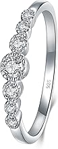 BORUO 925 Sterling Silver Ring, Cubic Zirconia CZ Eternity Engagement Wedding Band Ring