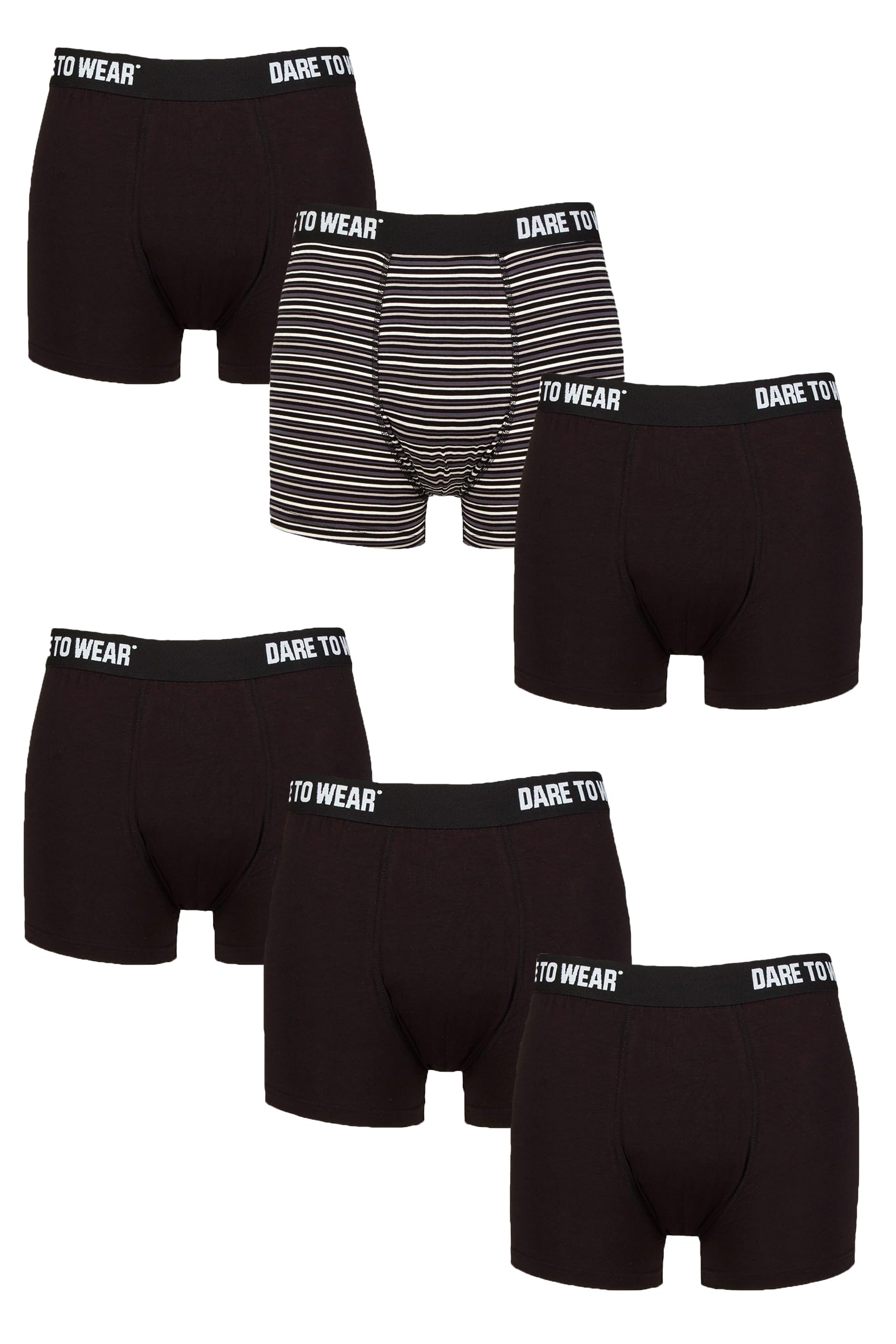 Sockshop Men's Black & Stripes Dare To Wear Trunks - Bamboo Plain And Striped Patterned Underwear In A 6 Pair Multipack (Uk, Alpha, M, Regular, Regular, )