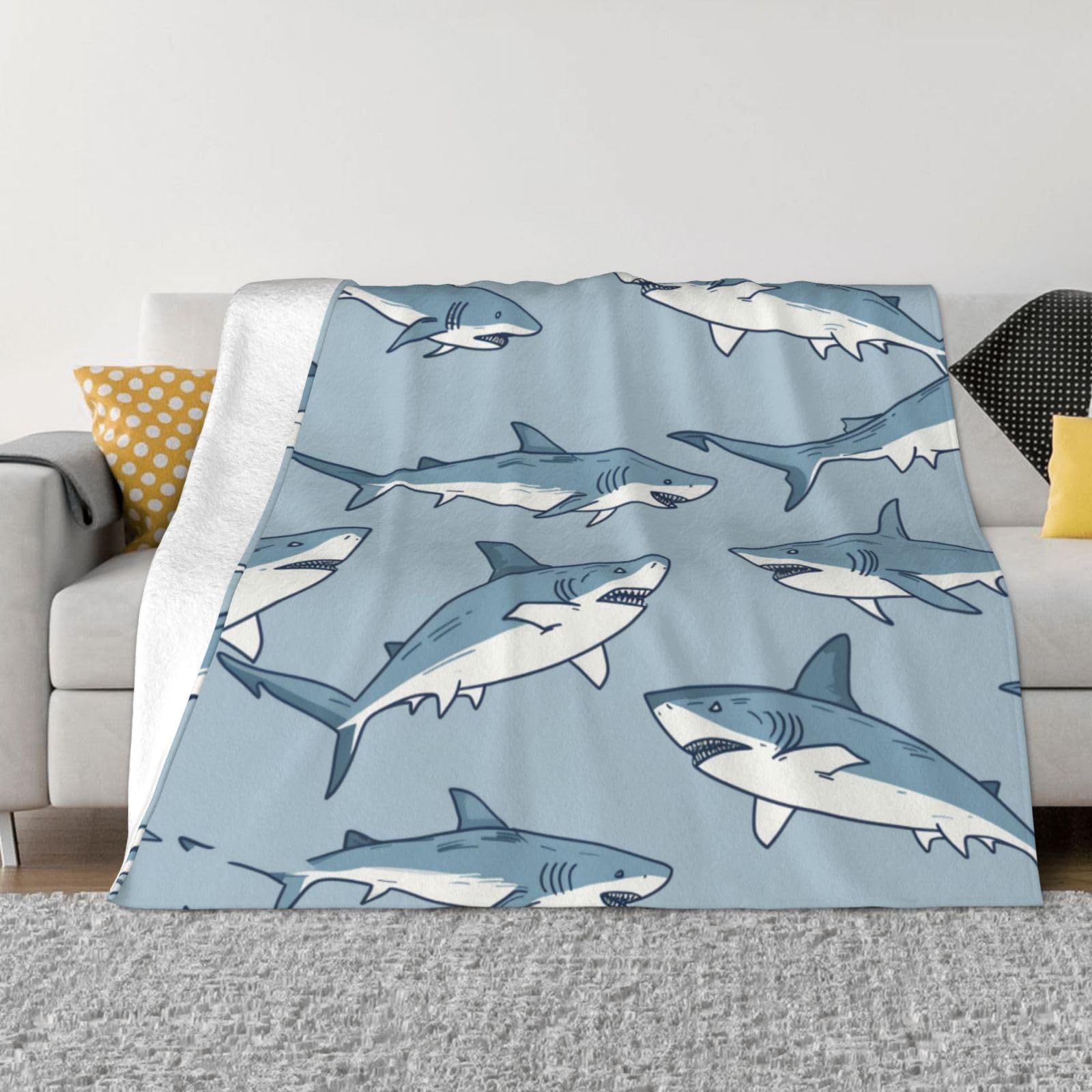 Couverture en polaire enfant requins plaid chaud lit voyage 76x102
