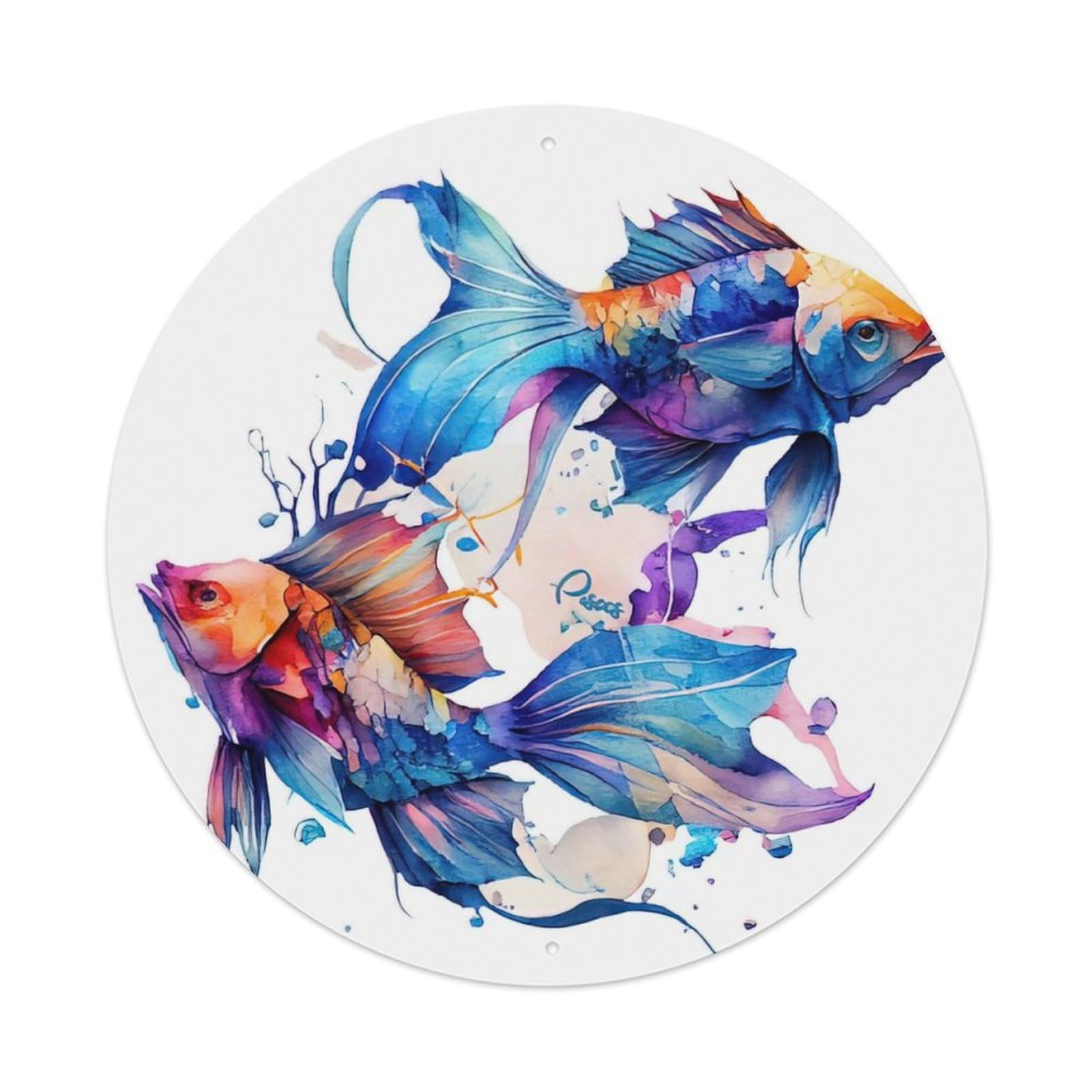 Olyhtr 8X8inch Classic Style Celestial Pisces Zodiac Symbol Illustration Metal Tin Sign
