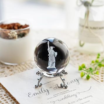 ZEERSHEE 4th of July Decoration 2.3" 3D Laser Statue of Liberty Crystal Ball Paperweight with Stand New York Souvenir Gift Gift for Women Men Friends |  K9