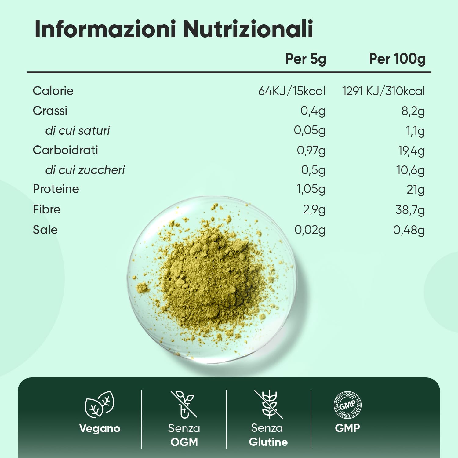Super Greens in Polvere Bio Vegana (1+ Mese di Scorta), 9 Superfood, Maca, Semi di Lino, Baobab, Clorella, Erba di Grano, Erba d'Orzo, Acai, Matcha, Guarana, Mix di Superalimenti 200g, Senza Glutine