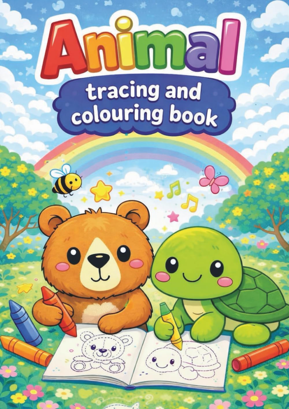 Animal tracing and colouring book: Trace the Alphabet, Practice Animal Names & Colour Cute Animals for Toddlers Ages 3–5