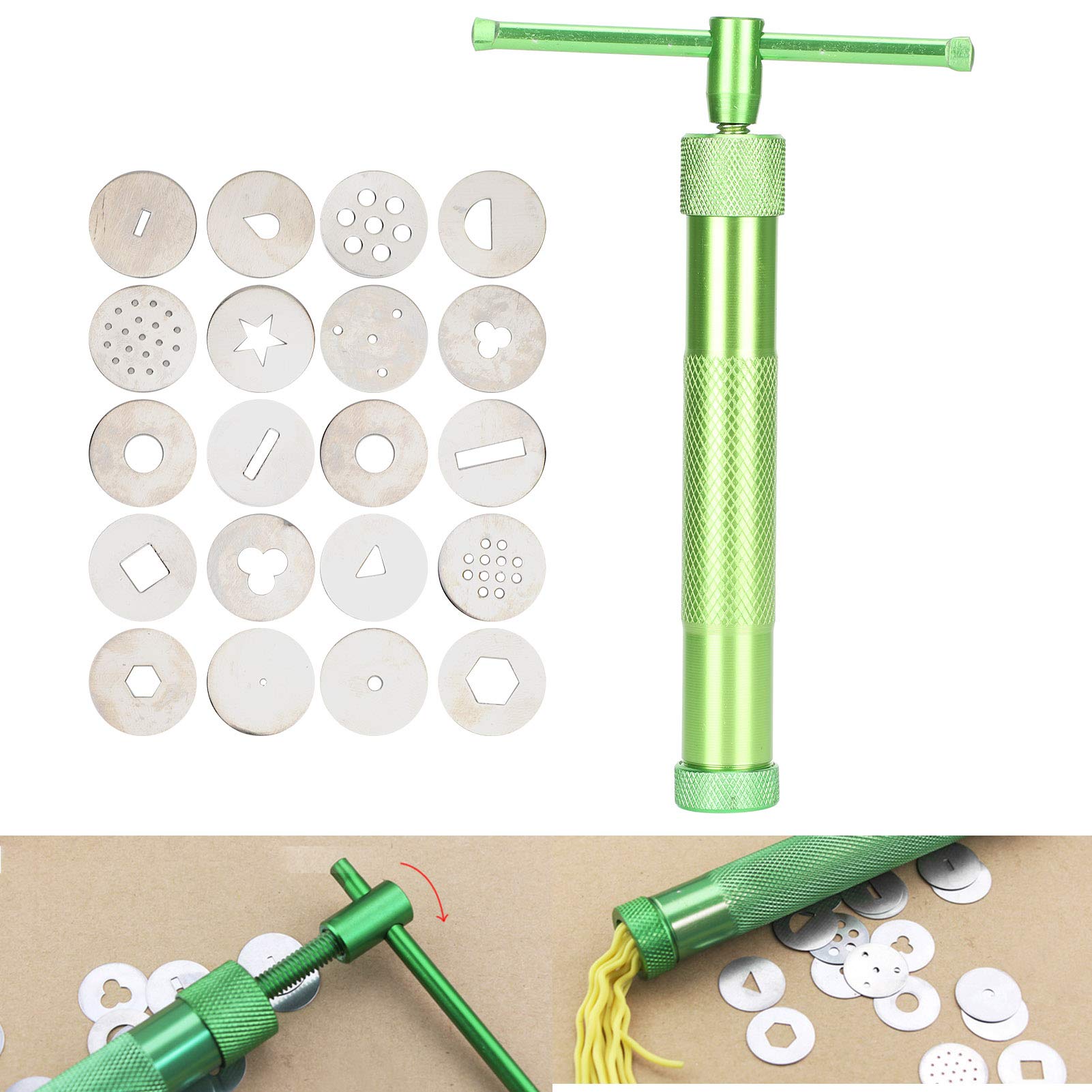 Rankomu Pistola de barro de arcilla llena de gente, extrusora de arcilla rotativa de acero inoxidable, exprimidor manual para manualidades y cerámica, herramienta versátil para esculpir y dar forma a