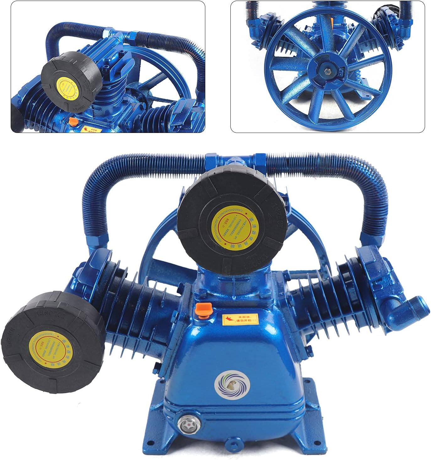 Air Compressor Pump Head, 7500w 10HP Air Compressor Head Pump Motor Cast Iron 2-Stage 175PSI 3 Cylinder Replacement Exhaust Cylinder Cast Iron Low Energy Consumption
