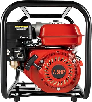 Gasoline Engine Water Pump, 196cc 4 Stroke Gas Engine Water Transfer Pump, 3-inch 7.5HP 3600rpm Portable High Pressure Trash Water Pump for Agricultural Garden Pool Pond Irrigation, EPA Certified