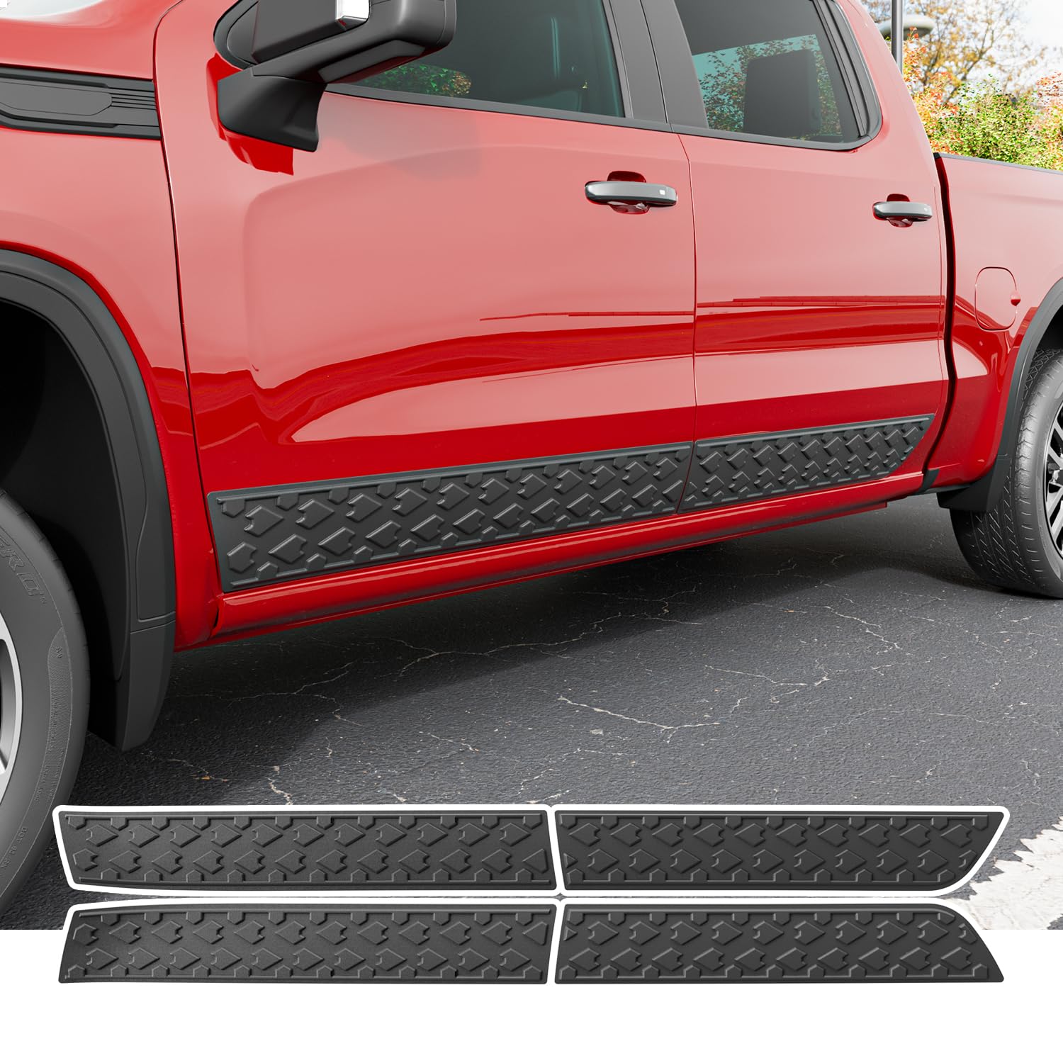 CZmenghe Door Molding Trim Compatible with 2019-2025 Chevy Silverado GMC Sierra 1500 Crew Cab Rocker Panel Molding Trim Protector Replacement for 2019