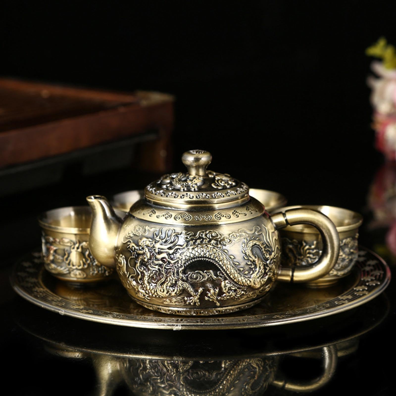 Juego de té Kung Fu con bandeja, reutilizable, para fiestas, pícnic, oficina