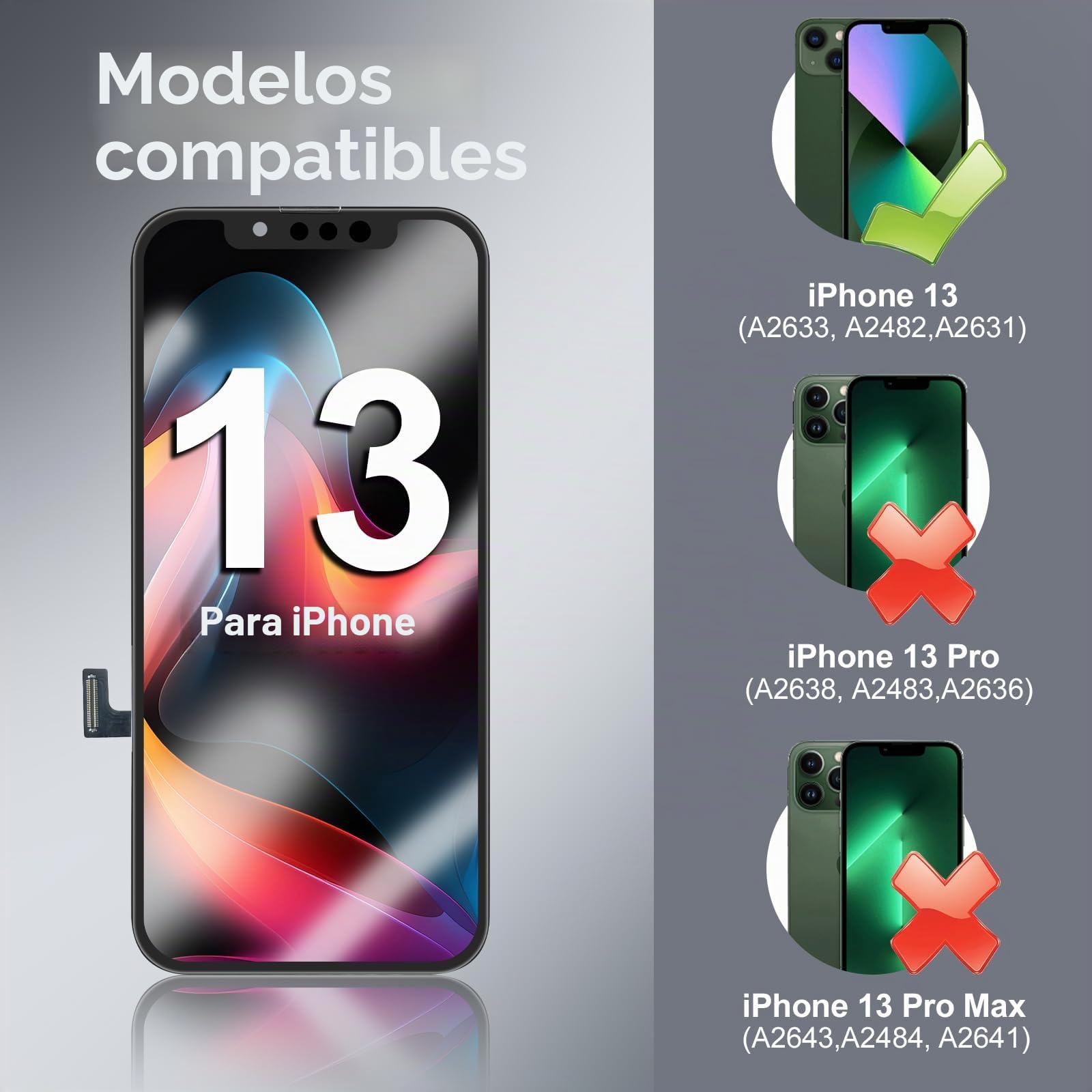 DTD Pantalla táctil de Repuesto para iPhone 13 LCD de 6,1 Pulgadas, Pantalla táctil 3D, digitalizador, Kit de Montaje y reparación 2024 (Modelos A2482, A2631, A2634, A2635, A2633)