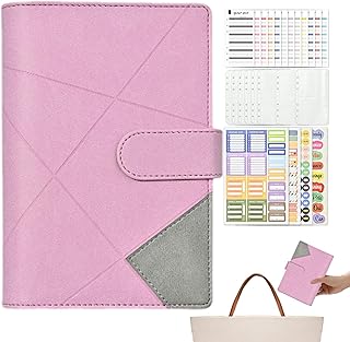 Desafios Poupança com Envelopes - Fichário Poupança - Fichário economia dinheiro com 6 anéis folhas soltas para orçamento e economia dinheiro, fichário Weeyutix