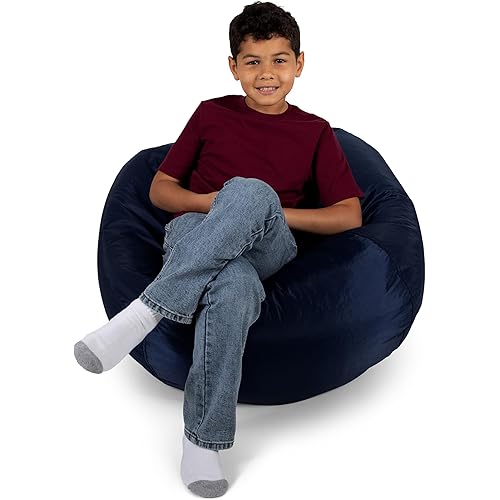 Big Joe Classic Bean Bag Chair, Navy Smartmax, Durable Polyester Nylon Blend, 2 feet Round