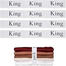 4PCS Bed Sheet Organizer Bands, Storage Labels and Sheet Keepers for Linen Closet - Elastic Bedding Straps for Foldable Bedsheet, Pillow Case, Duvet King