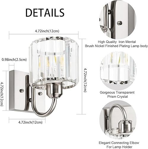 Miniatura 7 de Lámparas de tocador de níquel cepillado de 3 luces para baño sobre espejo