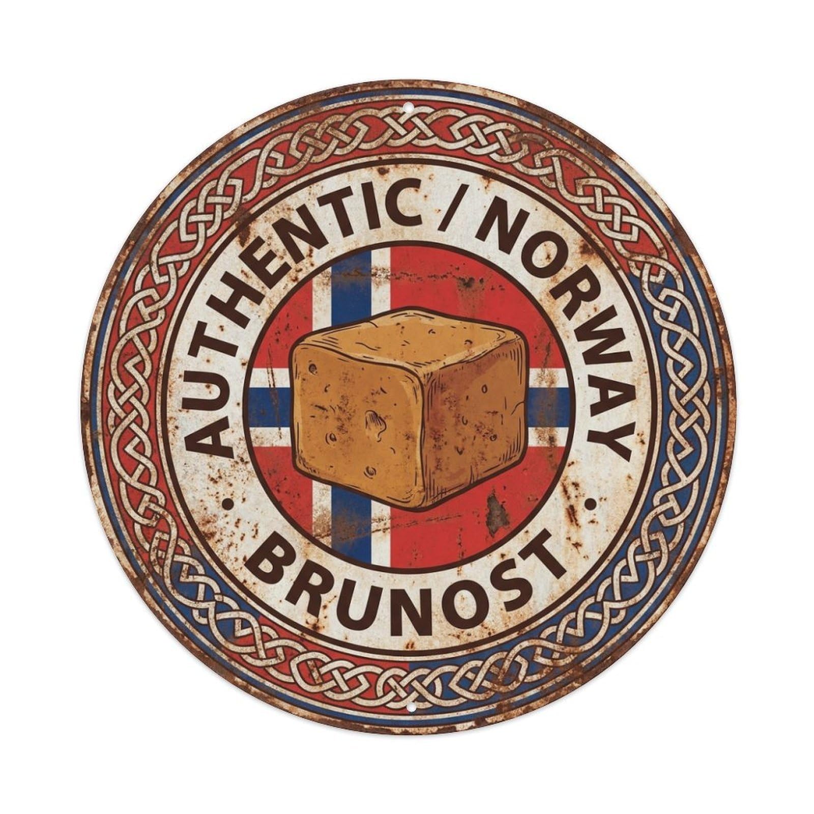 Olhnbad Style Norway Brunost Travel Cheese Dish Cuisine Metal Tin Sign