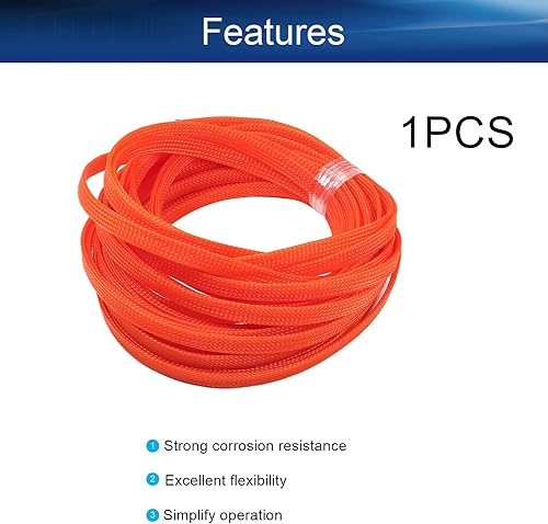 Miniatura 3 de Bettomshin 1 funda de organización de cables de 32.8 pies (32.8 ft) de ancho, protector de cable naranja PET de 1/2 pulgadas de ancho, tubo de telar