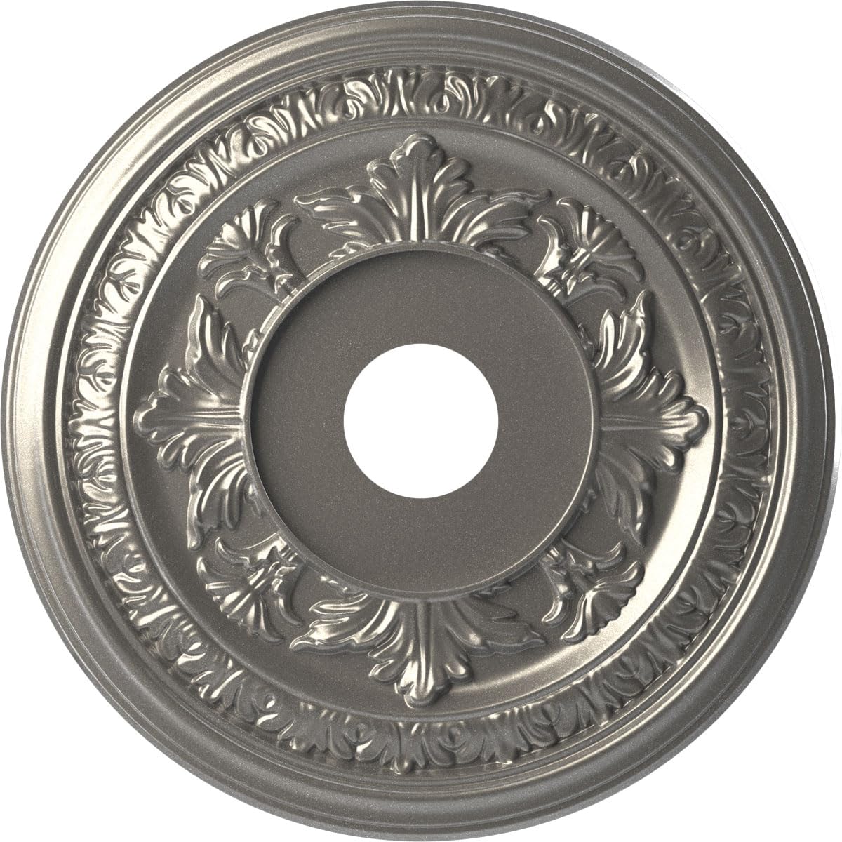 Ekena Millwork 19"OD x 3 1/2"ID x 1"P Baltimore Thermoformed PVC Ceiling Medallion (Fits Canopies up to 7 3/4"), Aged Dark Steel