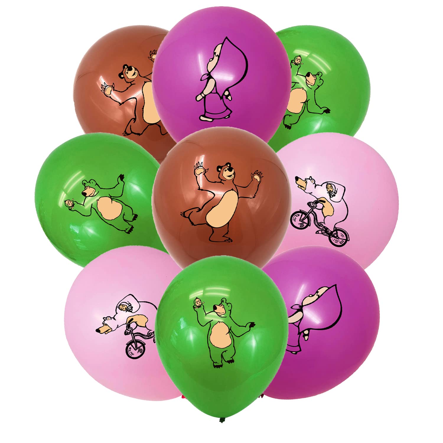 24pcs 12" Ma-sha and the Bear Balloons, Ma-sha and the Bear Birthday Decorations, Ma-sha and the Bear Party Supplies for Kids Baby Shower Pink