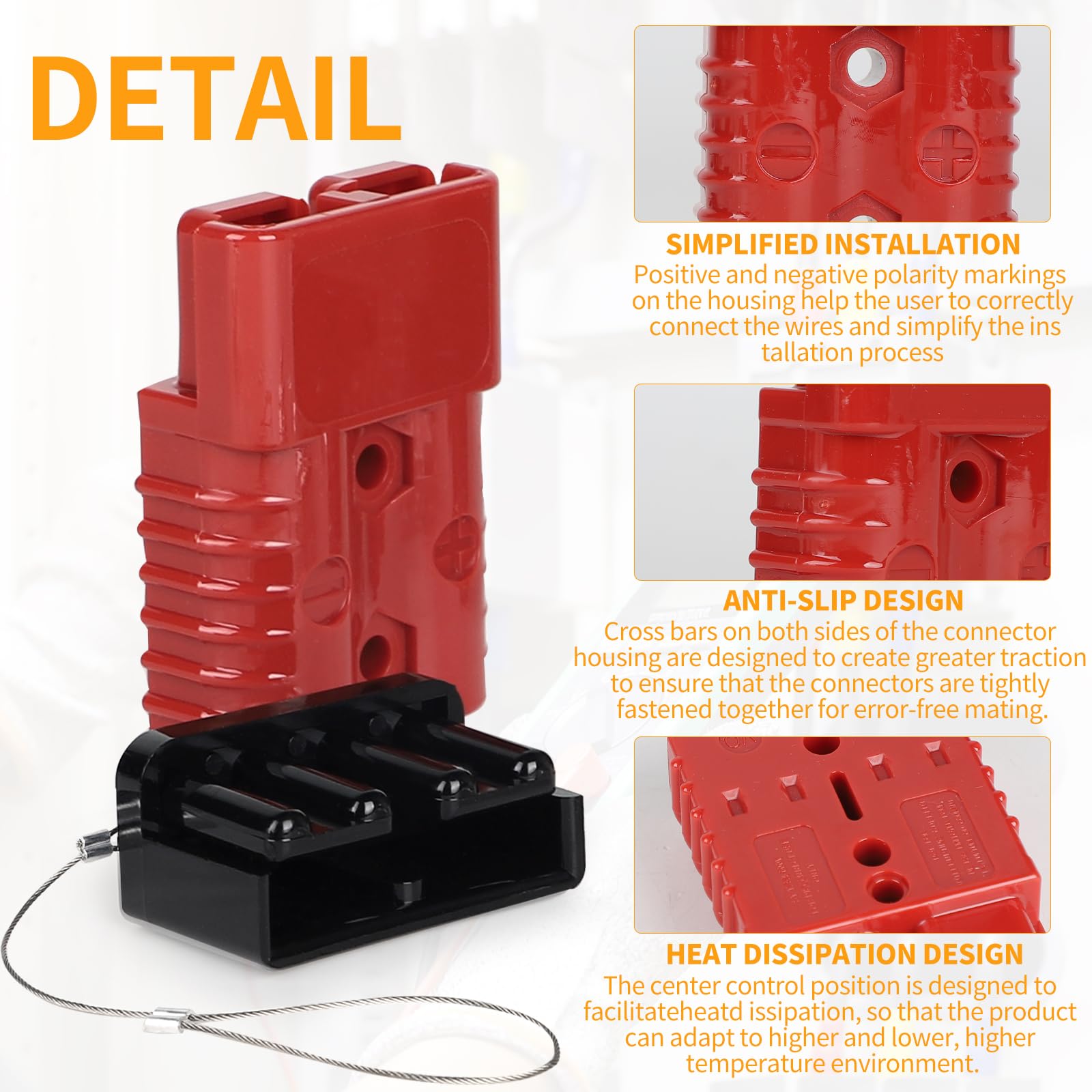 DBREAKS 4 Pezzi Batteria a Connessione Rapida, 175A Spina Cavo Terminale Batteria Alimentazione, Rosso Connettore di Batteria, Connettore Batteria a Connessione Rapida di Cablaggio per Auto