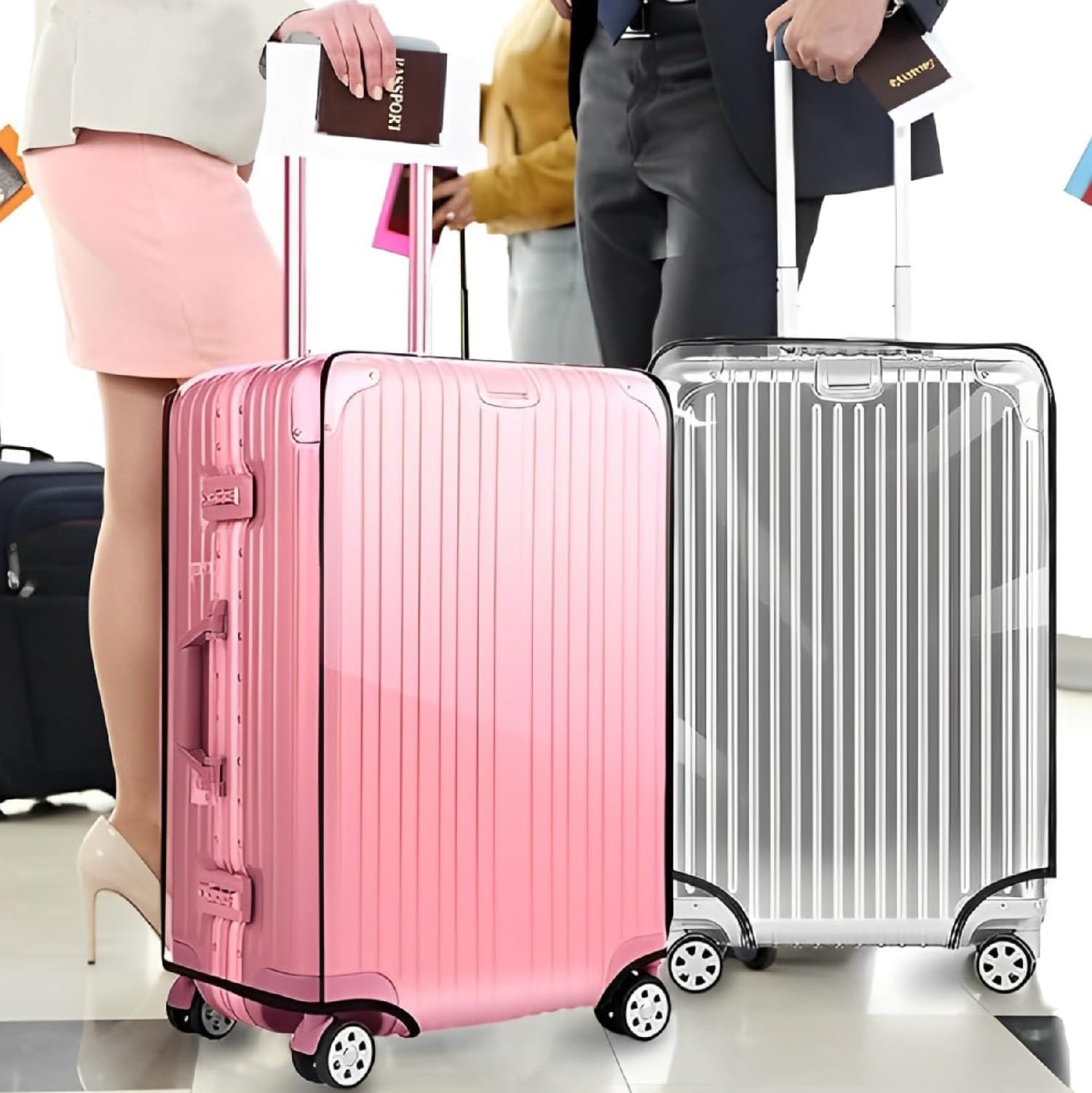 sensyne Combo of 3 Trolley Bag Cover/Suitcase Bag Cover/Waterproof Dustproof Luggage Cover/Zippered Clear PVC Suitcase AI K9 Professional Wireless (20,24,28 Inch) 2
