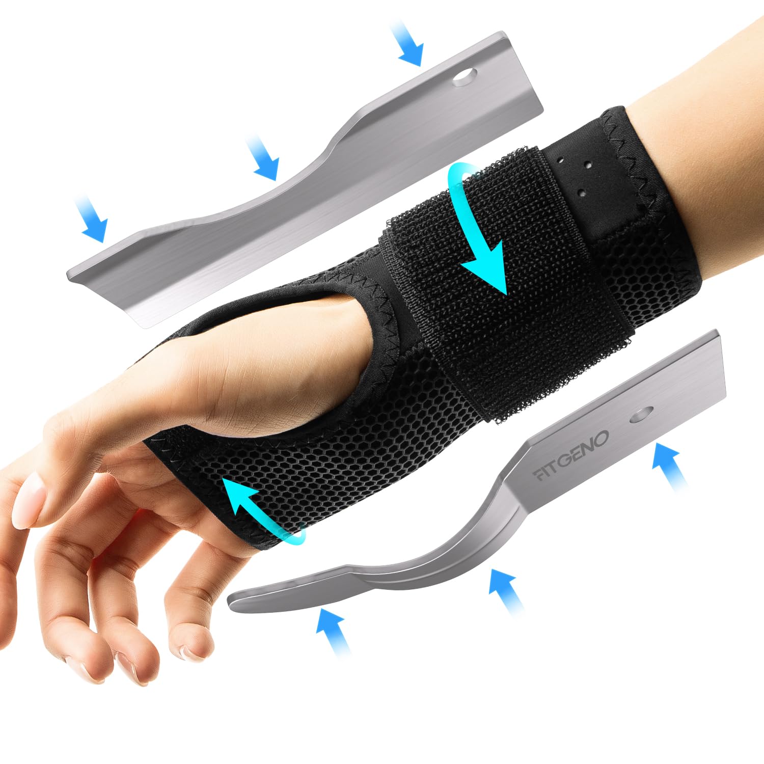 Fit Geno Carpal Tunnel Wrist Brace for Women and Men - Pain Relief for Tendonitis, Arthritis, Strain and Sprain - Adjustable Wrist Splint Support for