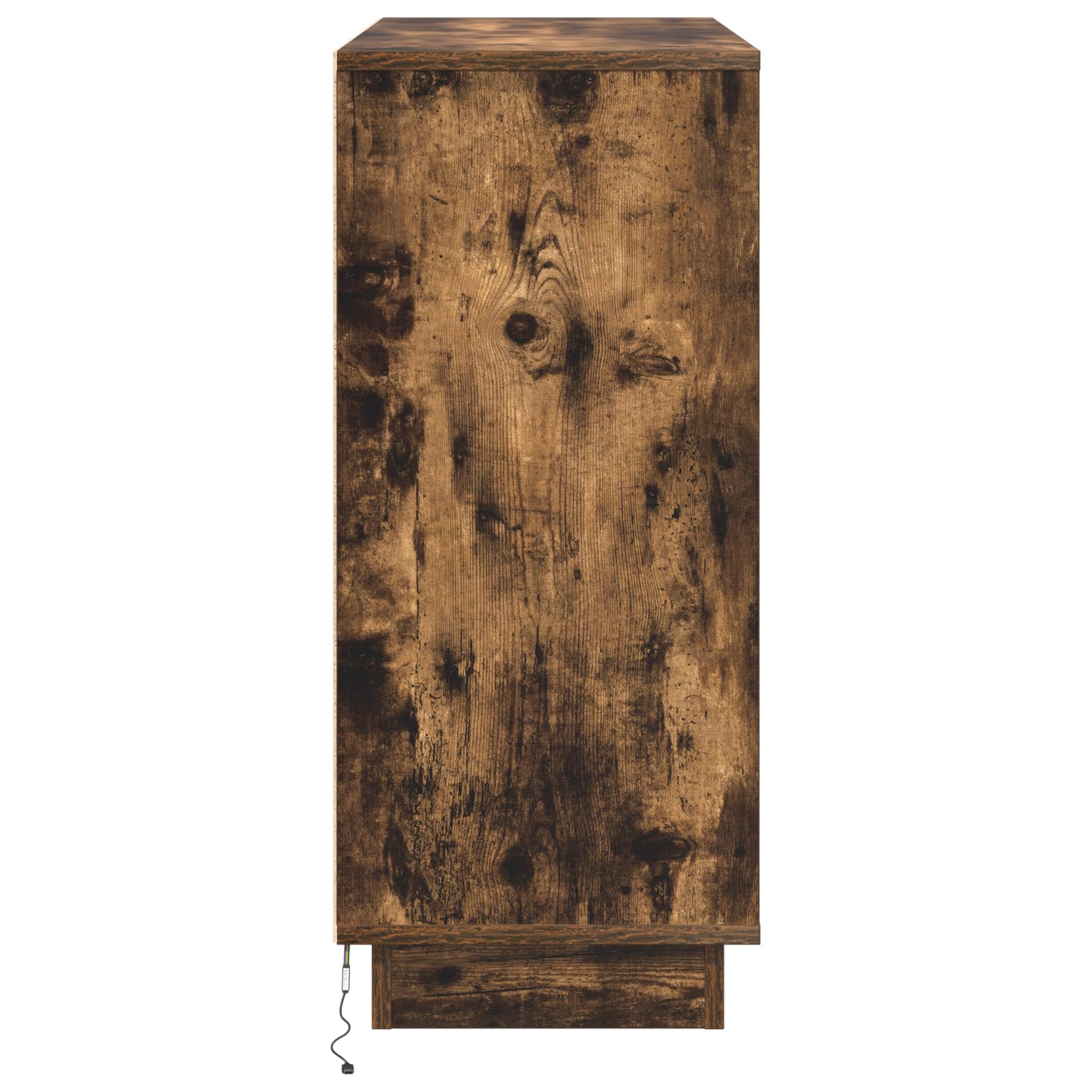 Rauchoak Nachttisch mit zwei Regalen und drei Fächern aus massivem Eichenholz für Schlafzimmer und Wohnraum, modernes Design mit hoher Funktionalität und Stauraum