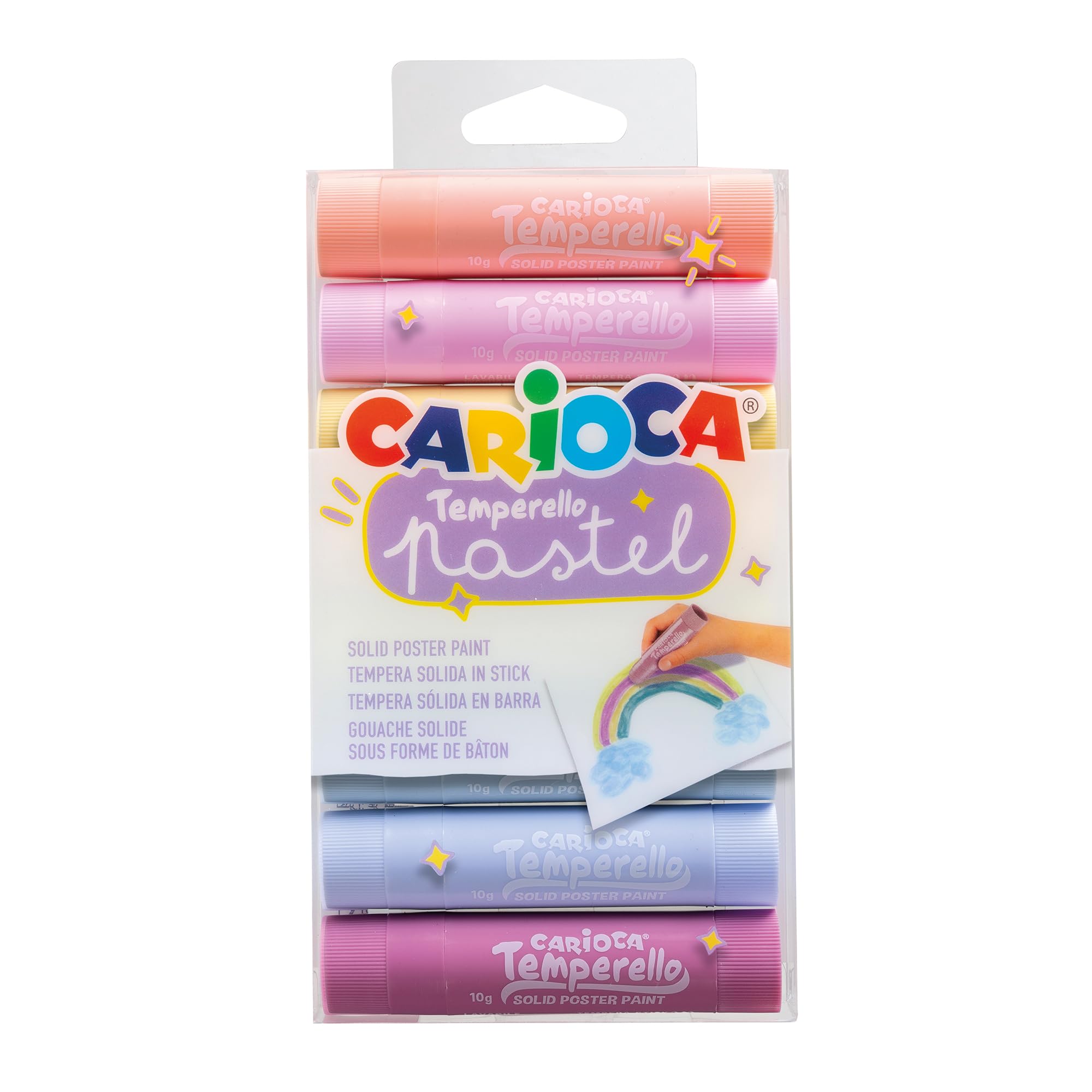 Carioca Témperas sólidas Pastel Temperello| Perfectas para el Colegio Temperello | Colores brillantes y cubrientes | 8 piezas